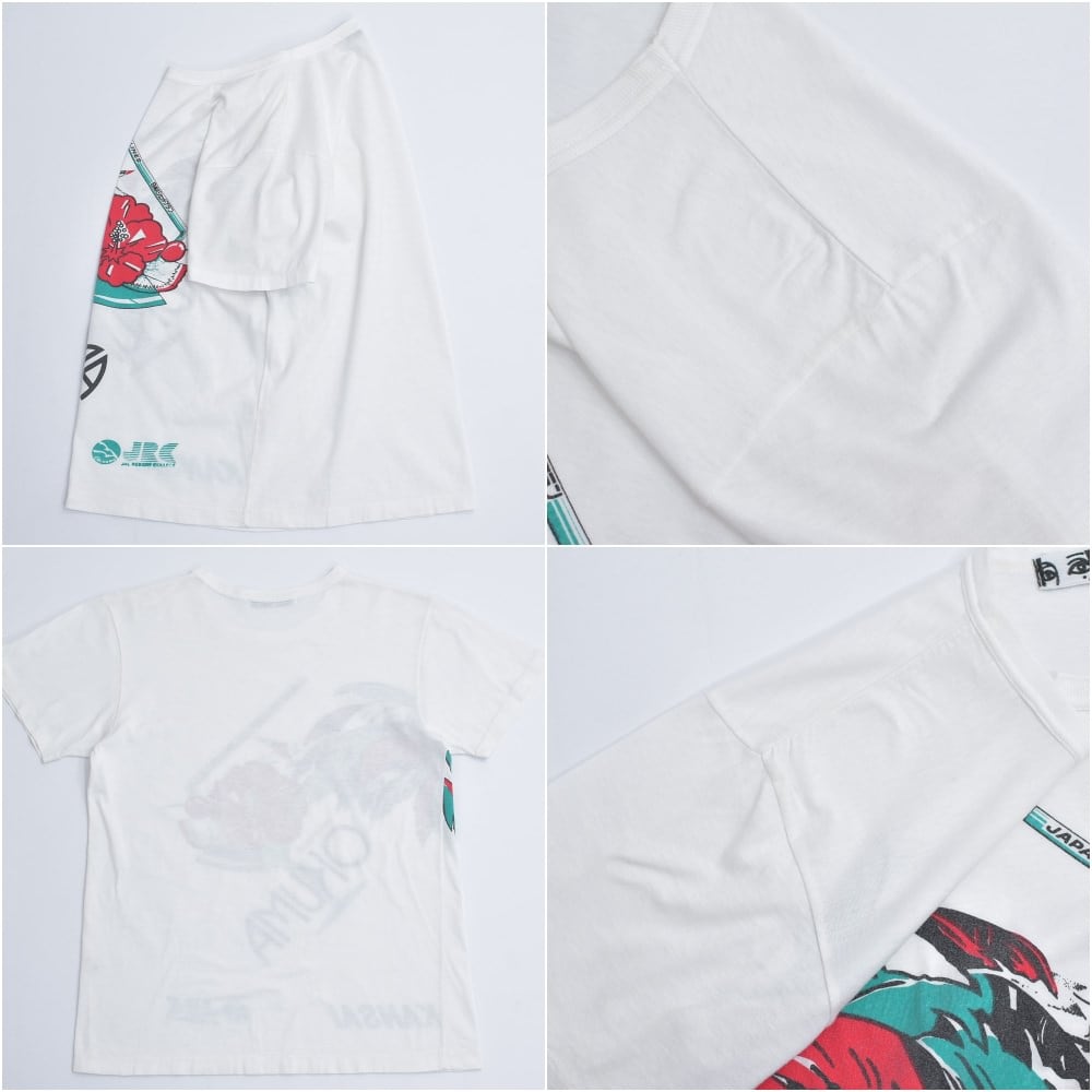 Kansai Yamamoto - 80～90s 山本寛斎 KANSAI YAMAMOTO JAL 企業コラボ  Tシャツ 沖縄 オクマ リゾート ハイビスカス ホワイト ジャパンヴィンテージ ホワイト ビンテージ 古着 レディースM相当 80～90s 山本寛斎 KANSAI YAMAMOTO JAL 企業コラボ Tシャツ 沖縄
