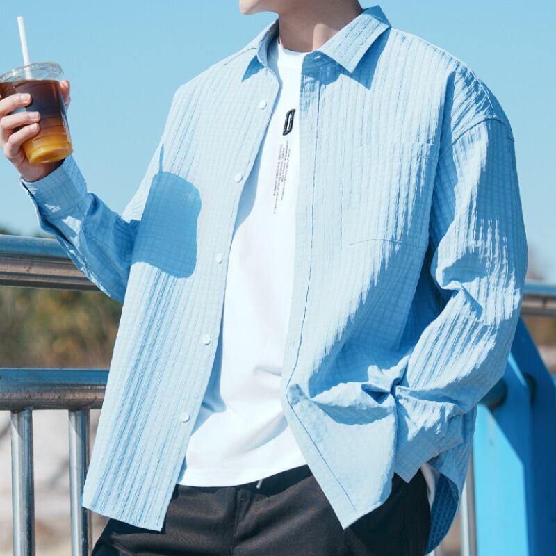 リップル生地パッチポケットシャツ C10839