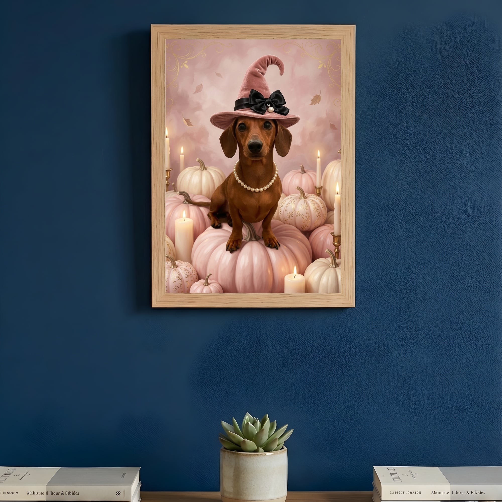 犬（ミニチュアダックスフンド）のハロウィン限定アート A4額装