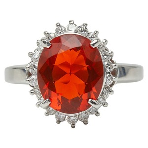 Pt900 プラチナ ファイアオパール2.33ct ダイヤ0.322ct リング 指輪 レディース 12.5号 【中古】