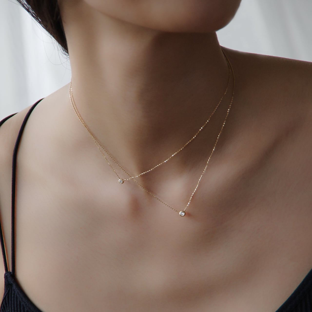 RENEWAL〉K18イエローゴールド 一粒ダイヤモンドネックレス＜0.10ct