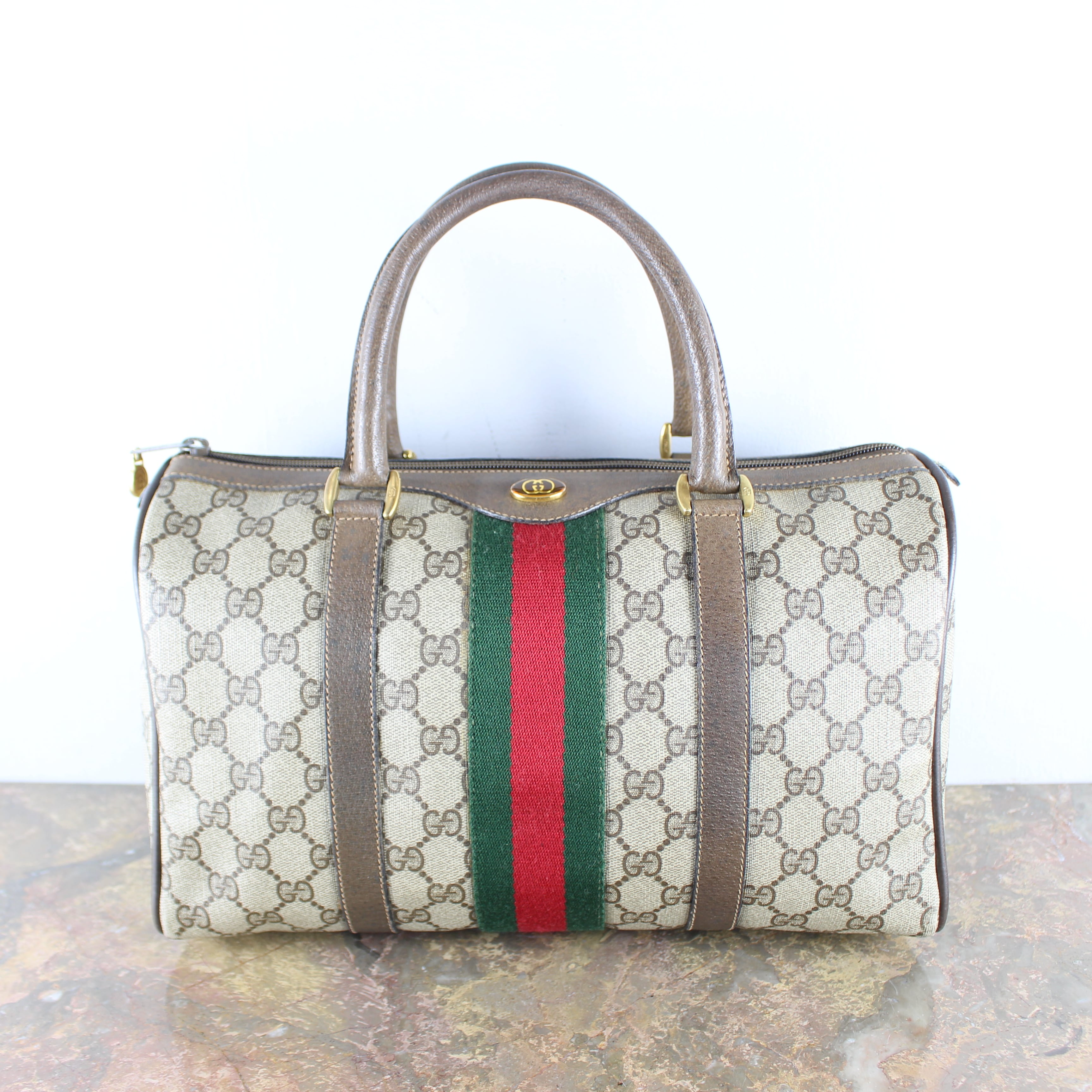 GUCCI オールドグッチ GG柄 ハンドバッグ シェリーライン ボストンバッグ-