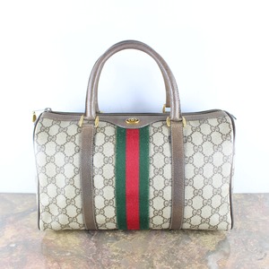 ◎.OLD GUCCI SHERRY LINE GG PATTERNED MINI BOSTON SHOULDER BAG MADE IN ITALY/オールドグッチシェリーラインGG柄ミニボストンバッグ 2000000053738