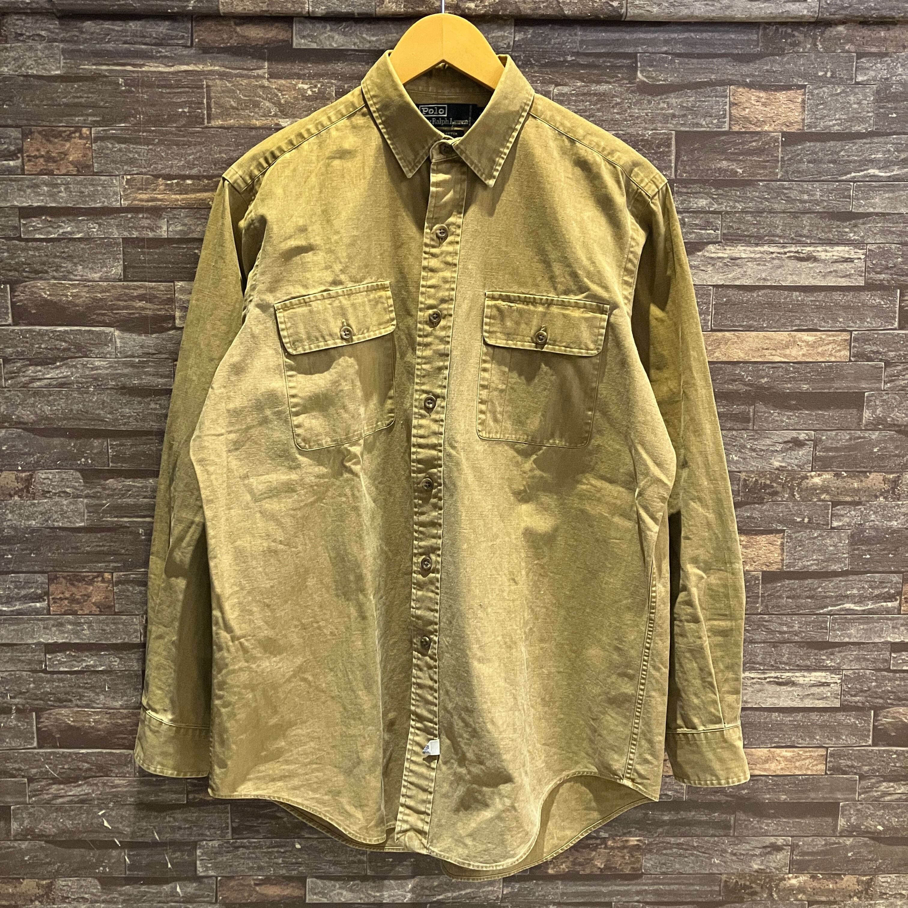 RALPH LAUREN COTTON WORK SHIRT BROWN1990'S OLD | safarionline