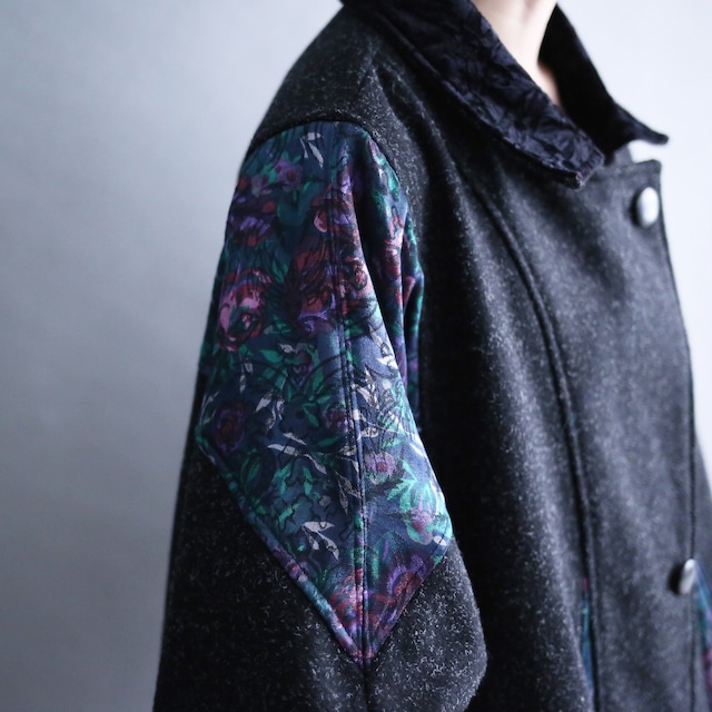 flower pattern switching design over size deformation silhouette special blouson