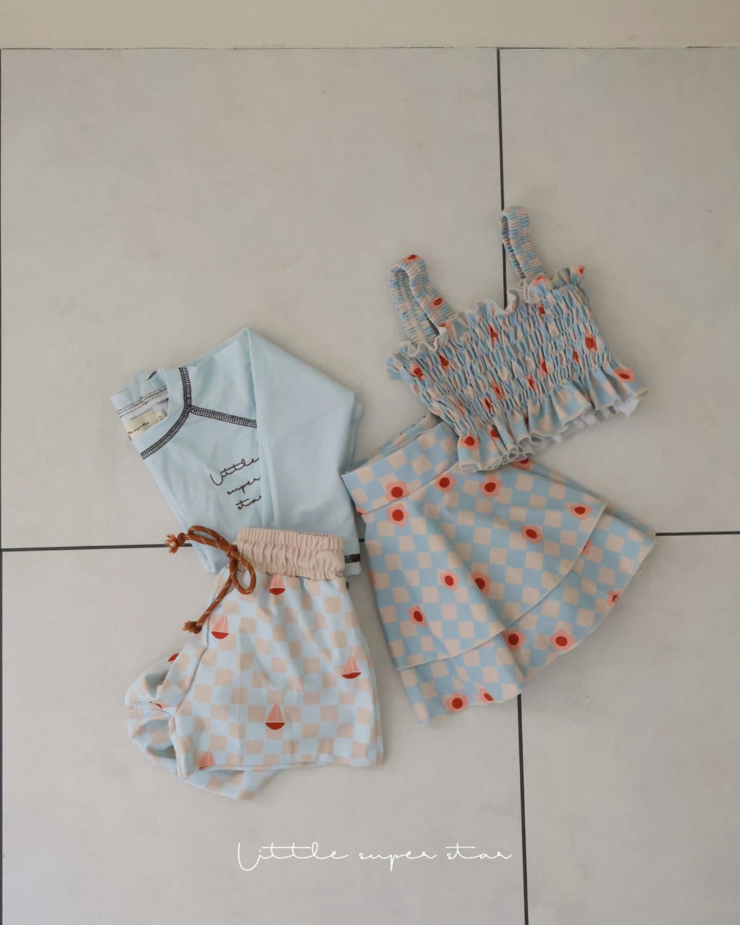 〈即納〉retro checker swimwear