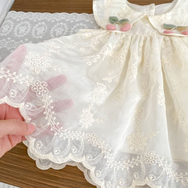 【BABY】チェリー刺繍レースノースリーブワンピース - 11