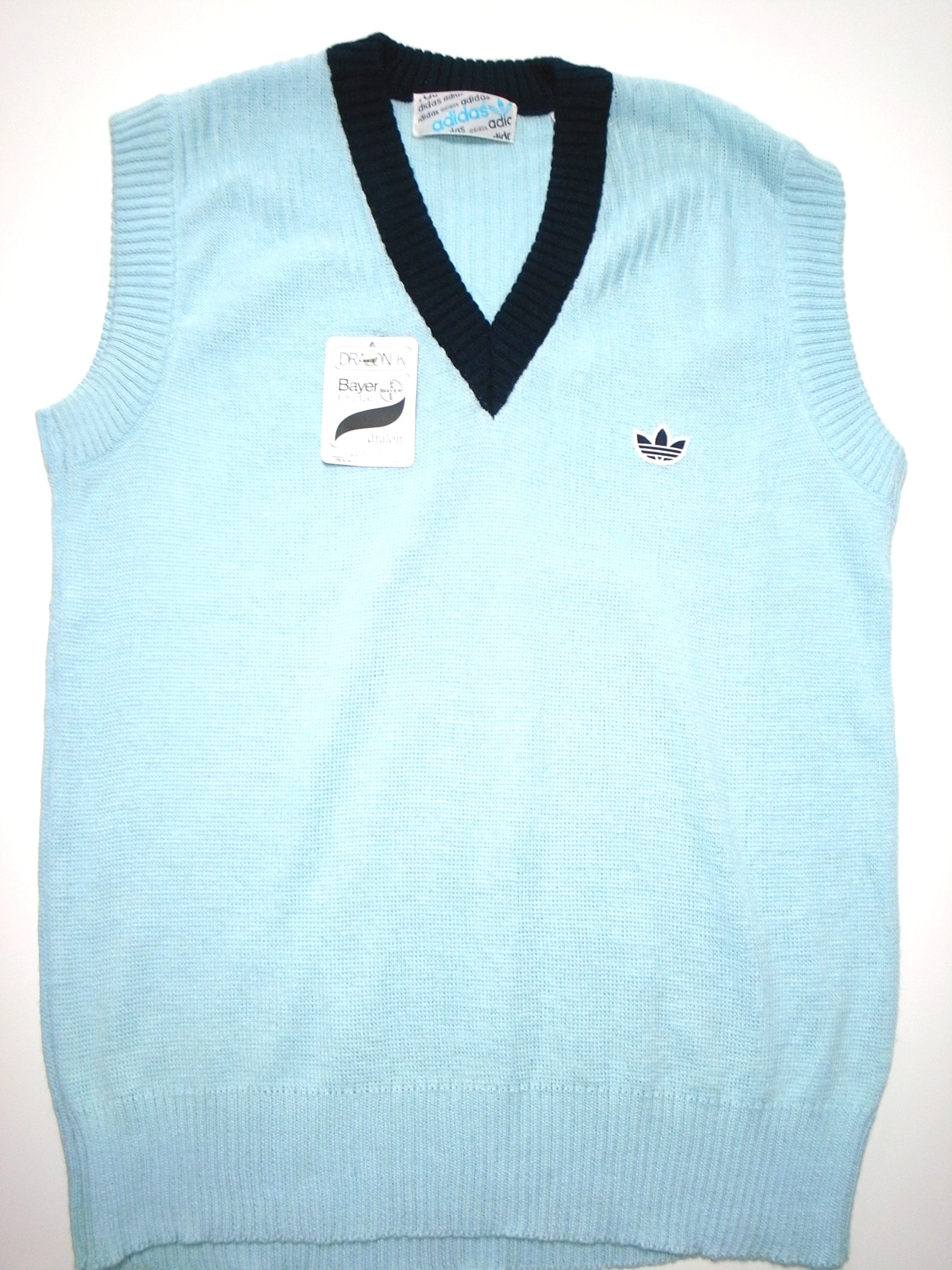 80'sヴィンテージ アディダス サマーニットベスト 水色紺 adidas