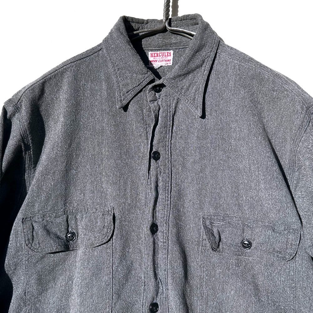 HERCULES] Vintage black chambray shirt with gusset Black chambray