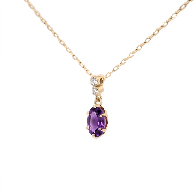 K10YG　アメジスト×ダイヤモンド0.01ct  ネックレス　【0208257】