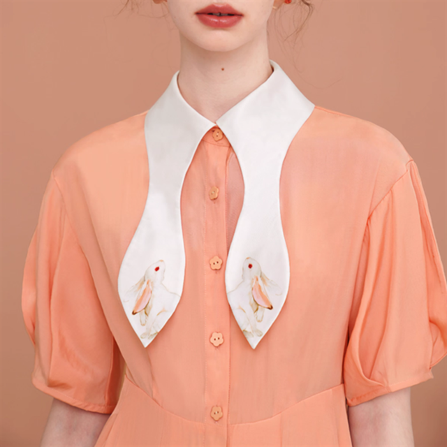 【Camoooni】ウサギ襟デザインフレアワンピース　10567