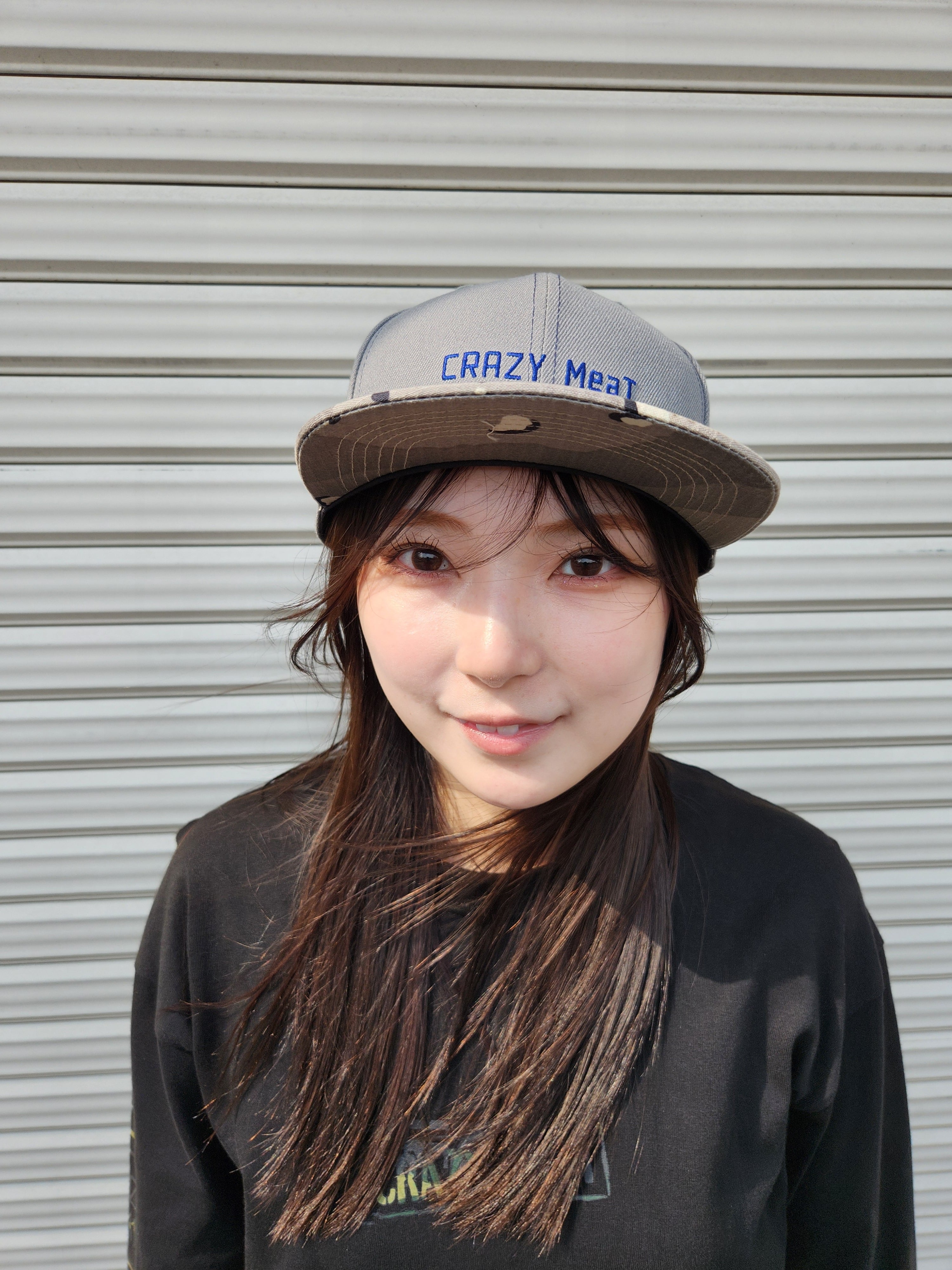 フラットバイザーキャップ】CRAZY MeaT：チョコチップ迷彩(グレー