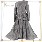 社交ダンス 衣装 スタンダード ドレス ワンピース レッスンウェア パーティドレス キラキラ 長袖 ブラック系 黒 シンプル フォーマル 上品 上品なデザイン 大人 女性用 夜会 ステージ衣装 ダンス発表会 着心地良い シルエット 上下別れ ドレープ ディスコパーティ 披露宴 スポーティカジュアル 冬物とは思えない 軽やかさ キラキラ素材 エレガント 中級者向け ジャズダンス オシャレ スリーブ 半身スカート 伸縮性 注意 デザイン性