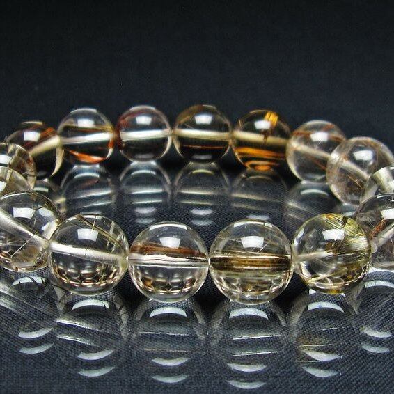 ルチルクォーツ ブレスレット 13mm プラチナルチル ブレス 一点物 111-55031