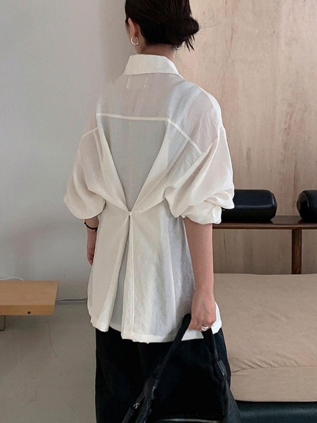 Back Tie Sheer Shirt