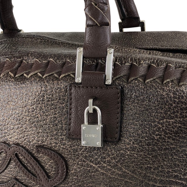 LOEWE ロエベ アマソナ28 ハンドバッグ ブラウン アナグラム レザー ボストンバッグ vintage ヴィンテージ オールド hyvv3u