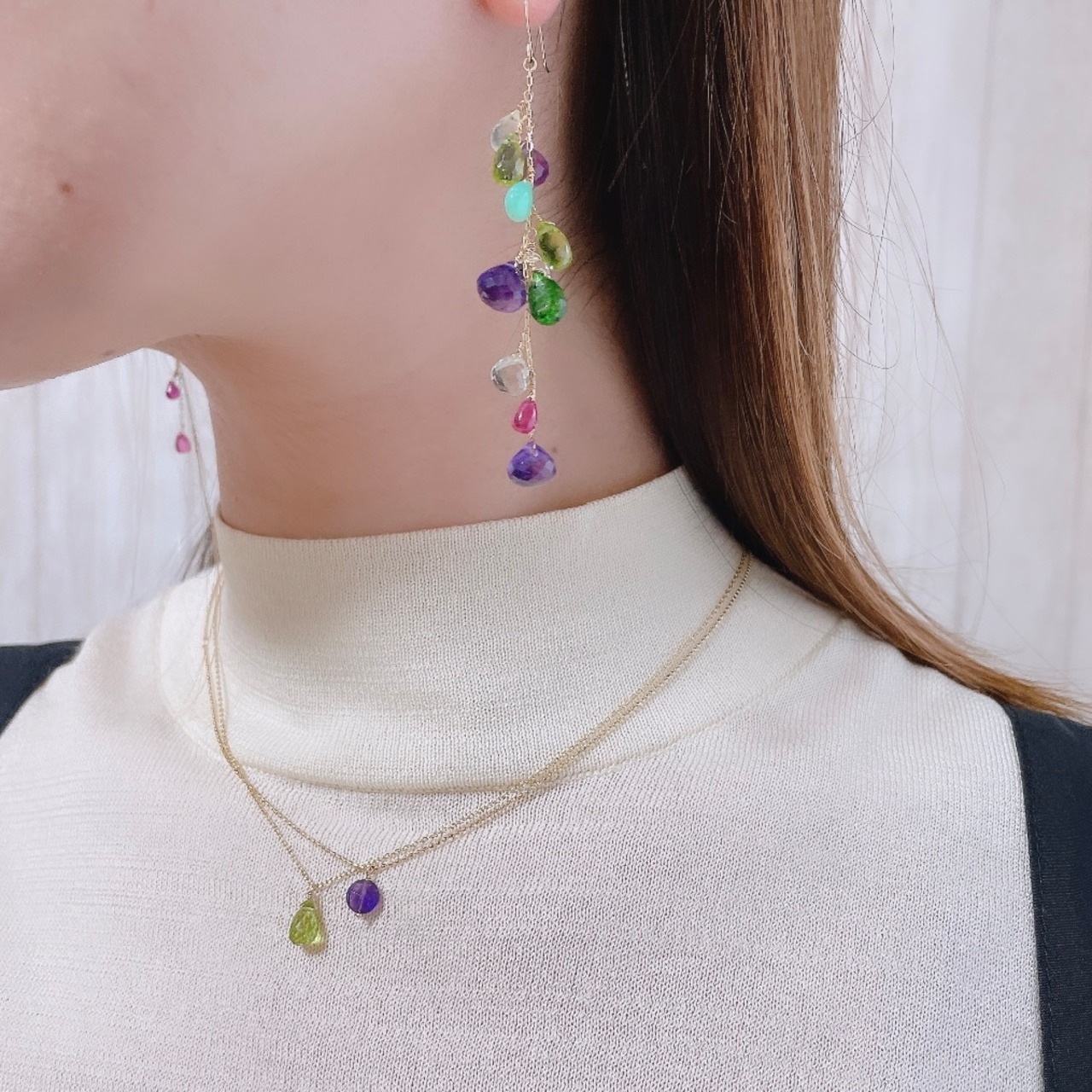 K10YG ペリドット(ブリオレットカット)1粒ネックレス | hue 