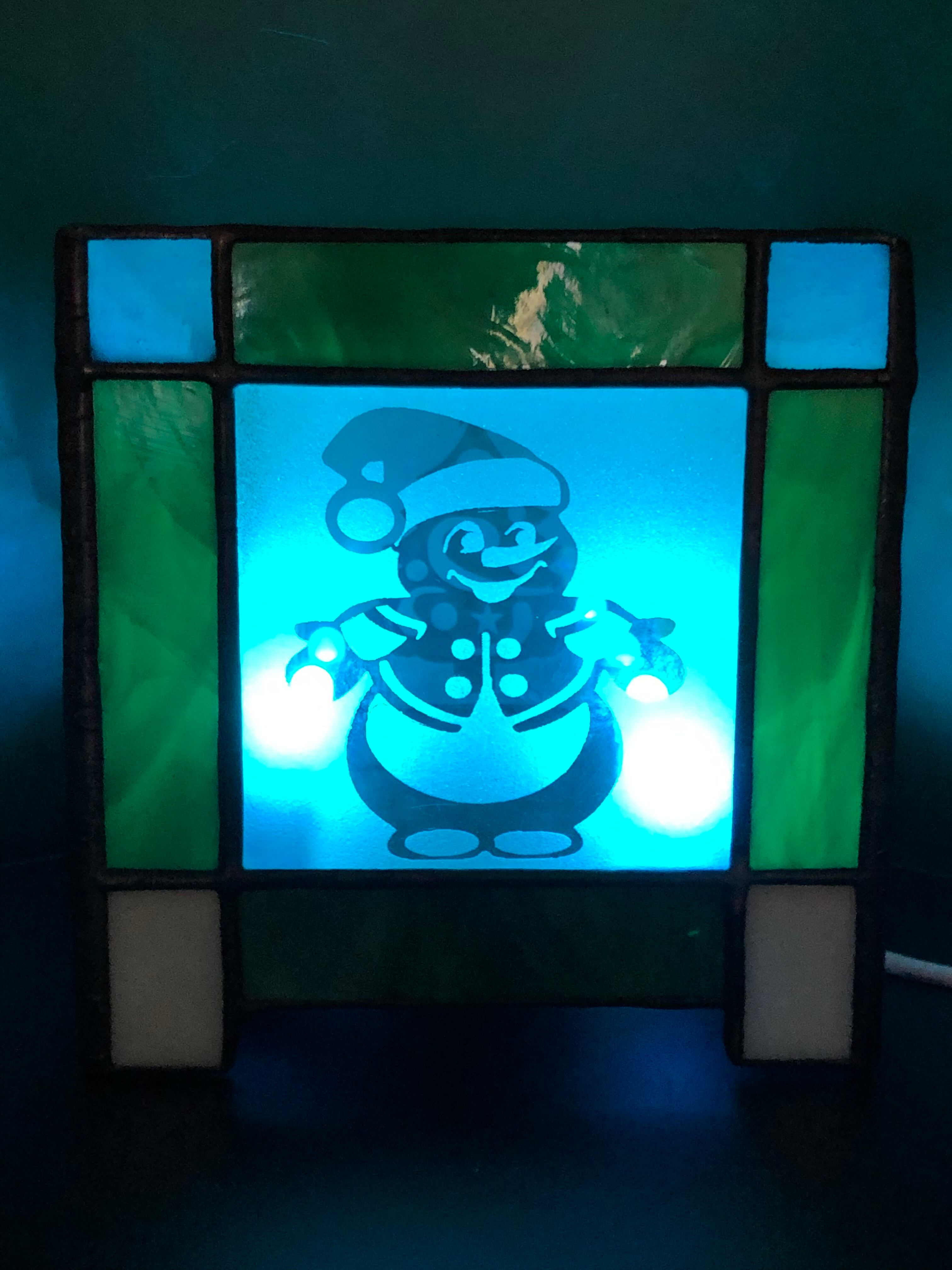 ステンドグラス　クリスマス③ クリスマス3 ステンドグラス イルミネーションライト キューブ