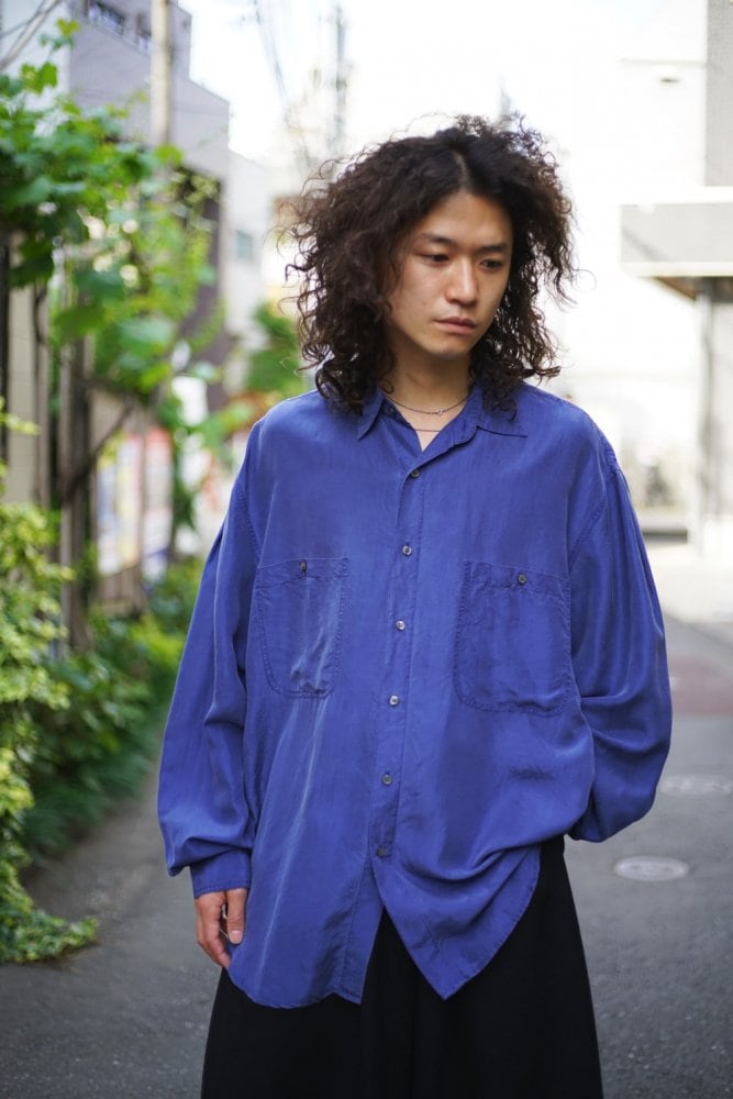 【中古】 Shirt of Silk Or  WendyWeatherby Vintage Big Silhouette L / S Silk Shirt [1980s] [PERRY ELLIS