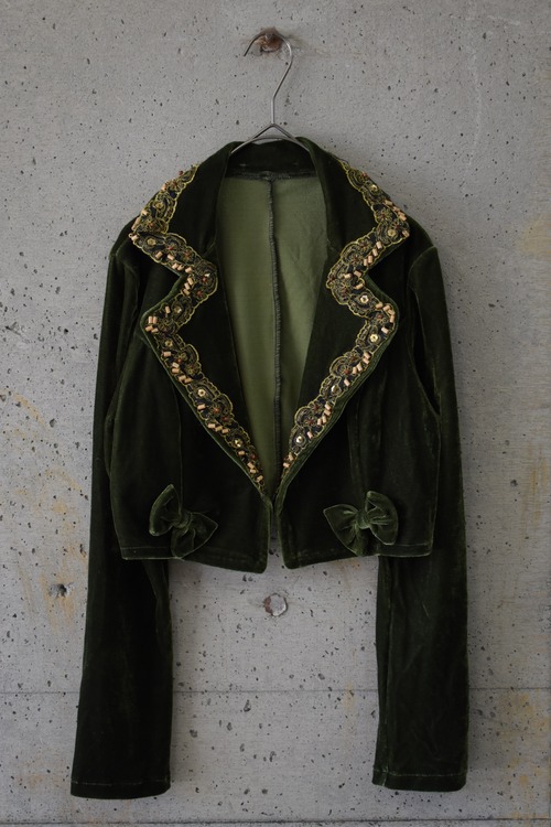 Bead-embellished velour bolero