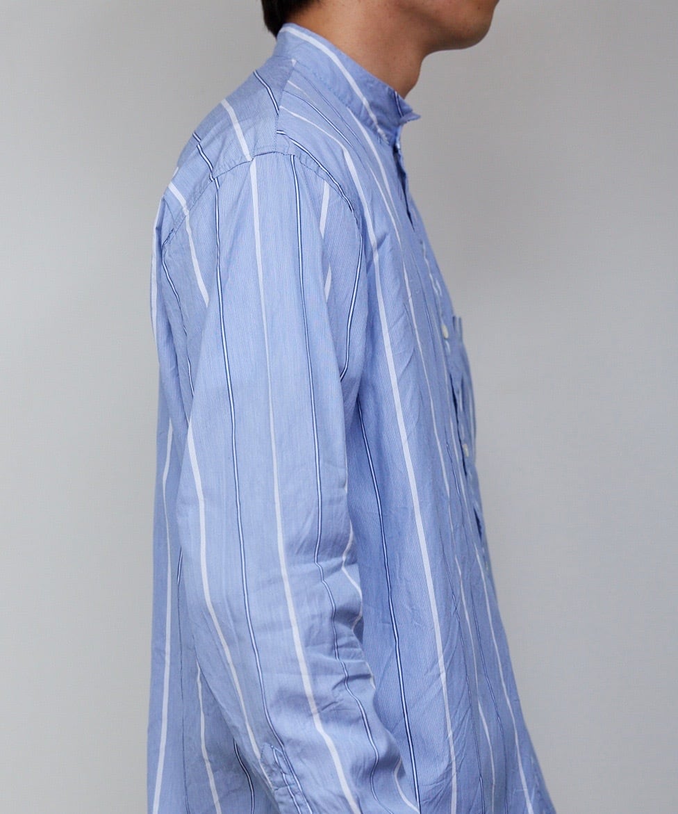 CTTN STRIPE WING COLLAR SHIRT / 綿ストライプウィングカラーシャツ