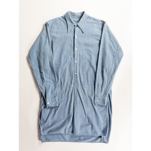 1930-40s "French Vintage" Cotton Blue Chambray Grandpa Work Shirt