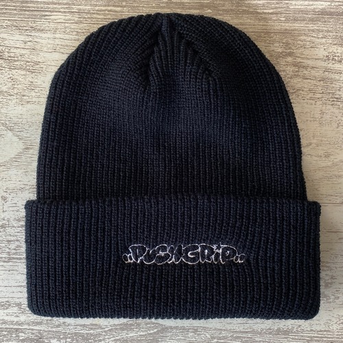 【PUSH GRIP】 BUBBLE STRAIGHT BEANIE  (BLACK)