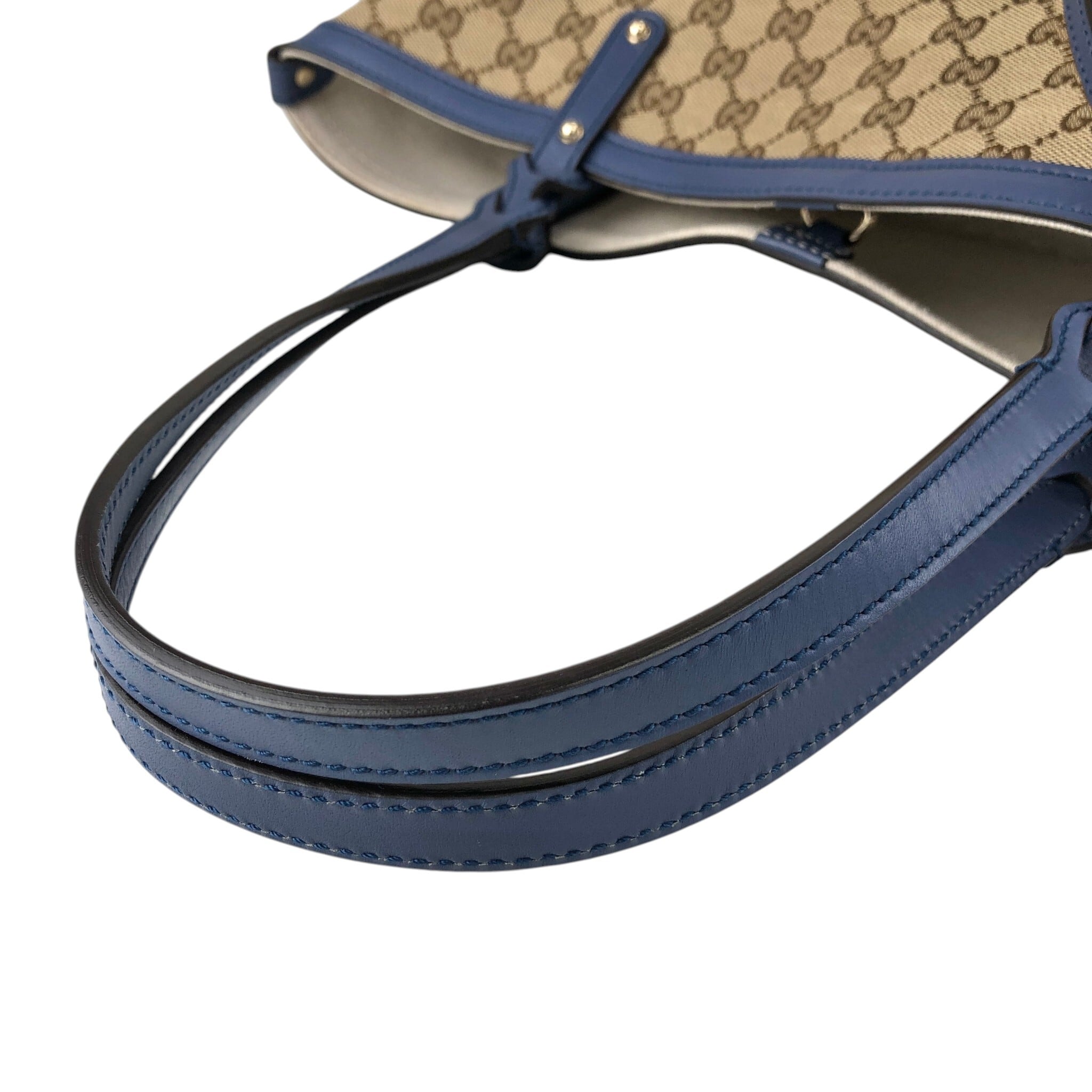 GUCCI グッチ GGスプリーム トートバッグ ベージュ ブルー キャンバス