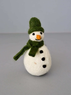 【SALE】 雪だるま オーナメント 緑 マフラー / 【SALE】 Snowman with Green Scarf