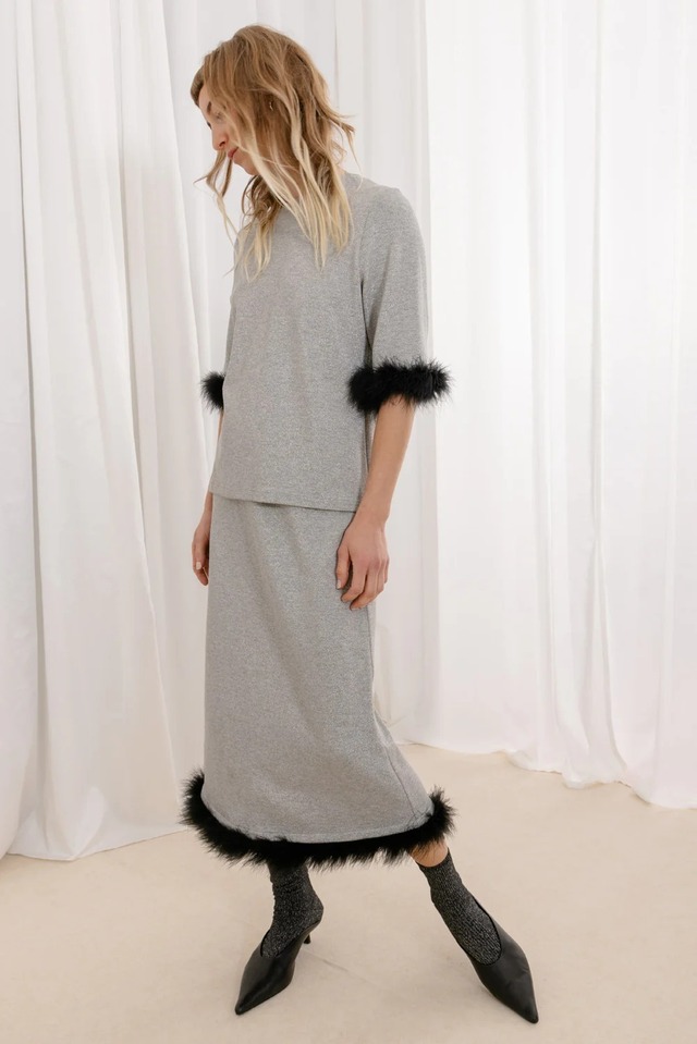 LIILIT VELVET CROP TOP - BLACK+SILVER