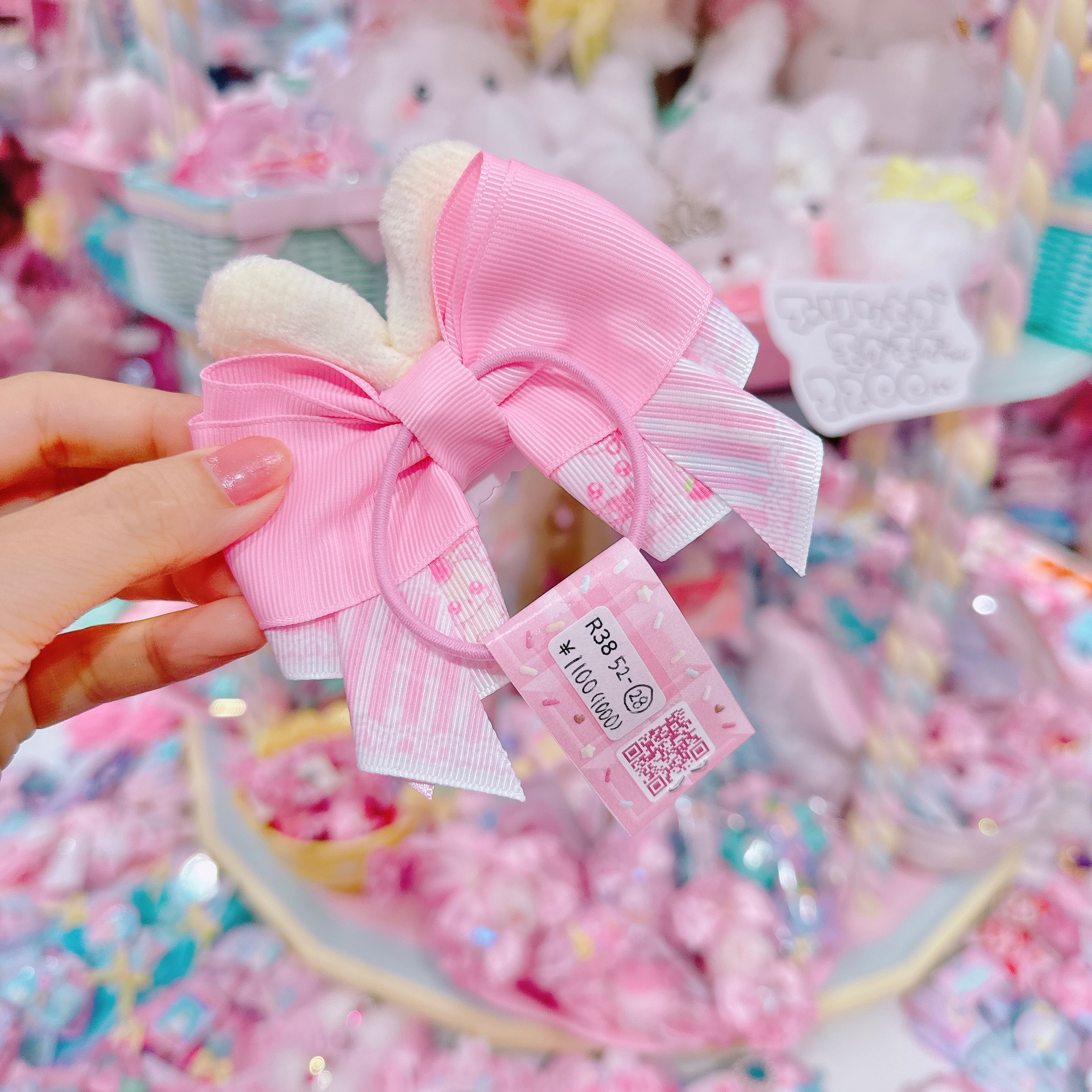 【R38】52-28カノンリボンうさみみヘアゴム