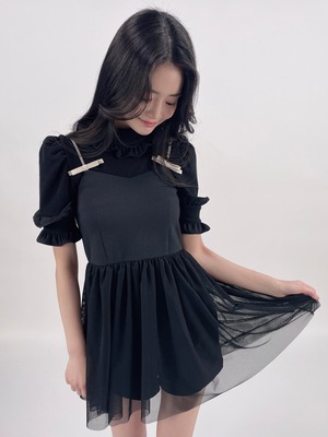 tulle ribbon dress(black)
