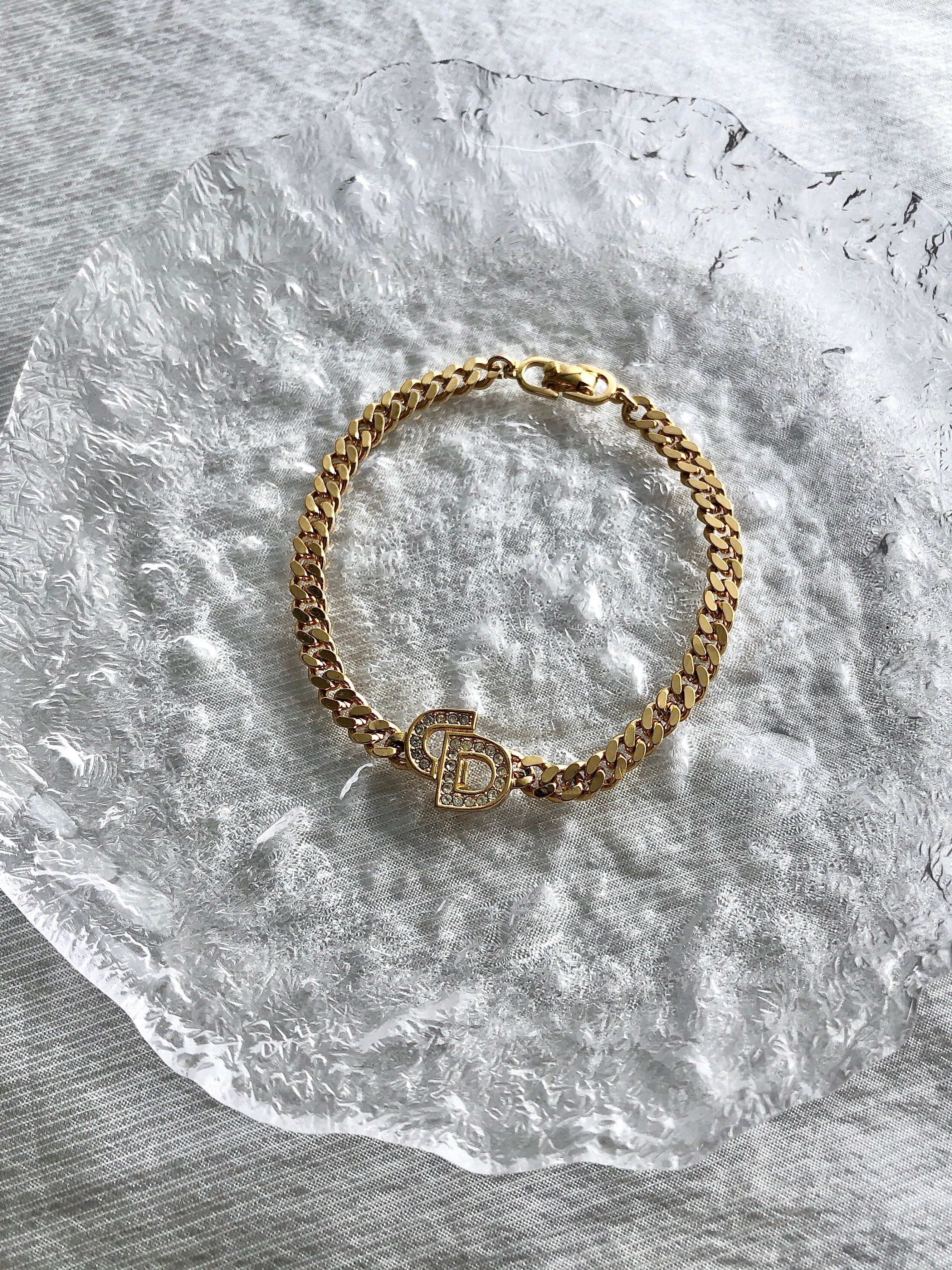 Christian Dior クリスチャン ディオール ブレスレット ゴールド CD ストーン vintage ヴィンテージ オールド chgiwy
