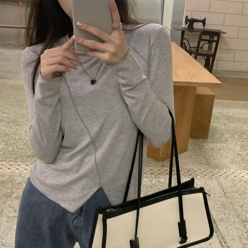 Tシャツ オータムスタイルルーズトップス ロング 秋物 モンロー71684728017