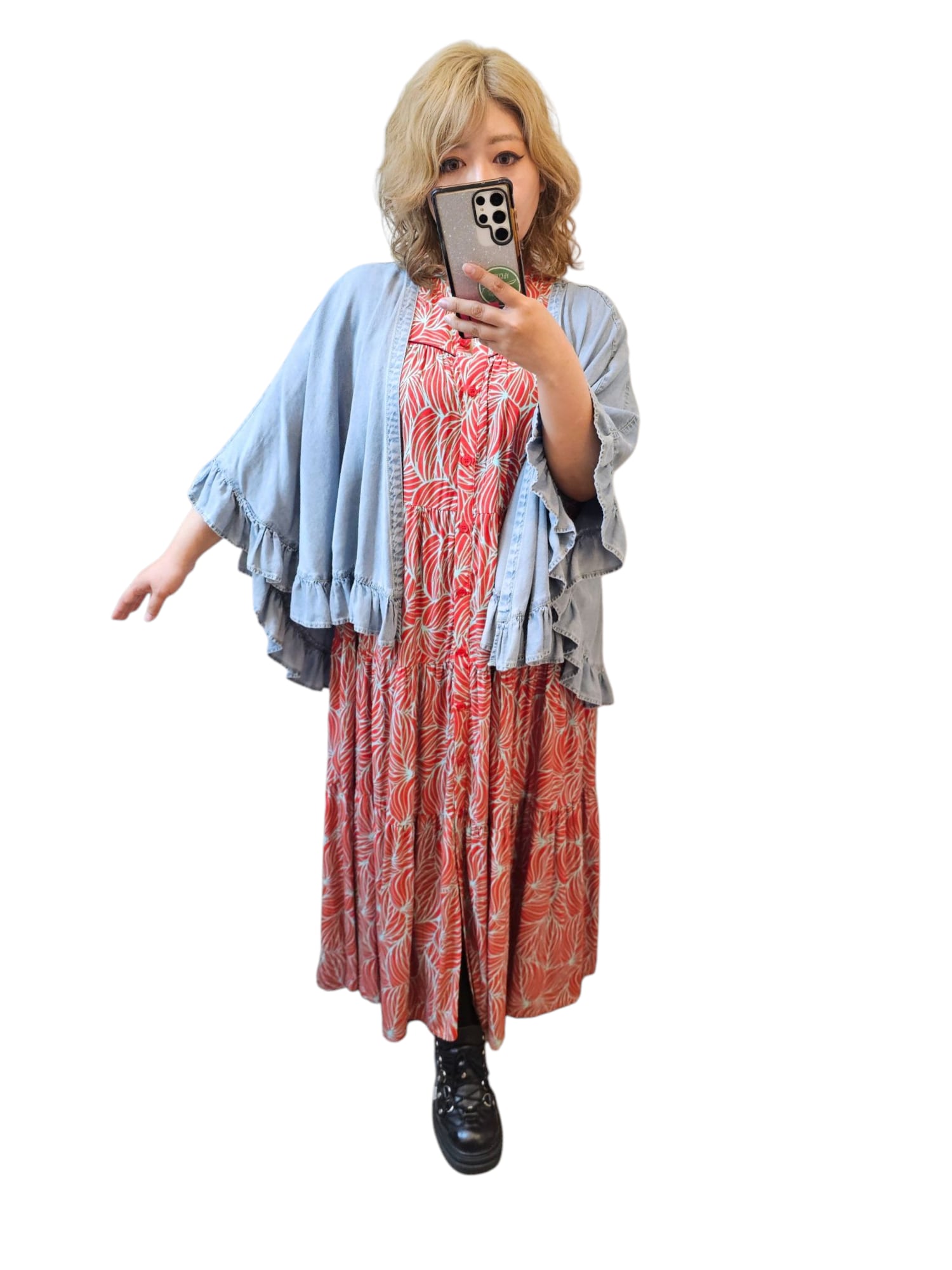 ayane テンセルデニムフリルポンチョ ayane アヤン】テンセルデニムフリルポンチョ | otwostore