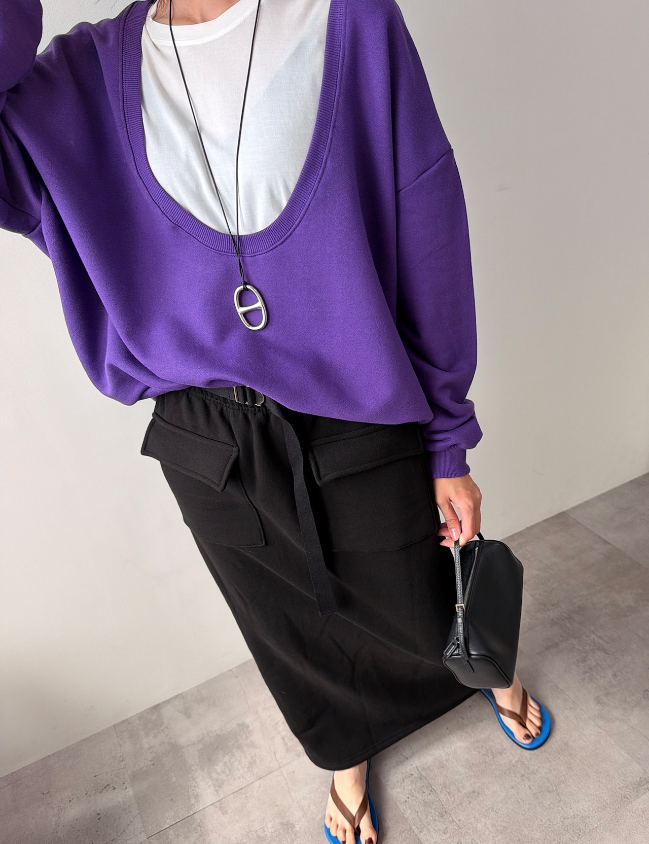 【新作5%OFF・3日間】★裏起毛★Buckle Sweat Skirt_2colors