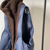 【受注予約：10月末入荷予定】teddy mix Puffer Vest/brown×navy