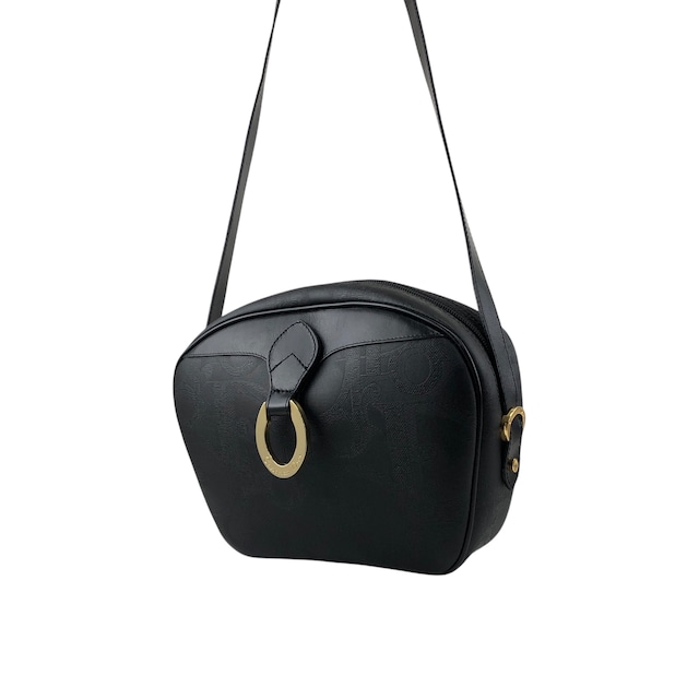 Christian Dior クリスチャン ディオール トロッター ショルダーバッグ ブラック ロゴ PVC レザー ラウンド vintage ヴィンテージ オールド texmwr