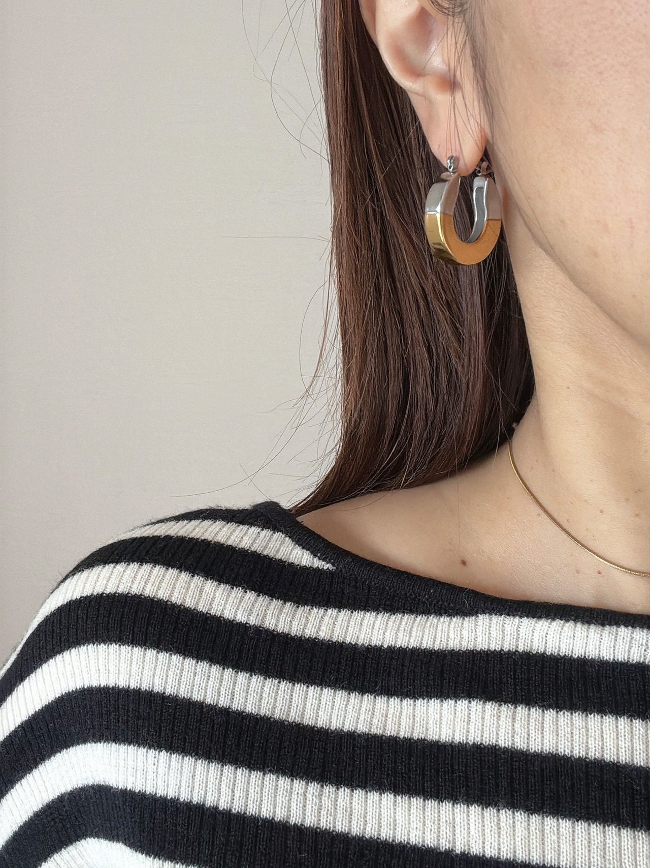 ツートンアーチフープピアス