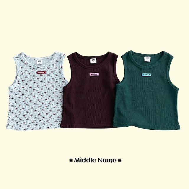 【取寄】middle name|waffle layered tank top (floral print)|ワッフルレイヤードノースリーブ(花柄プリント)|S-3XL|kids&jr|26 autumn