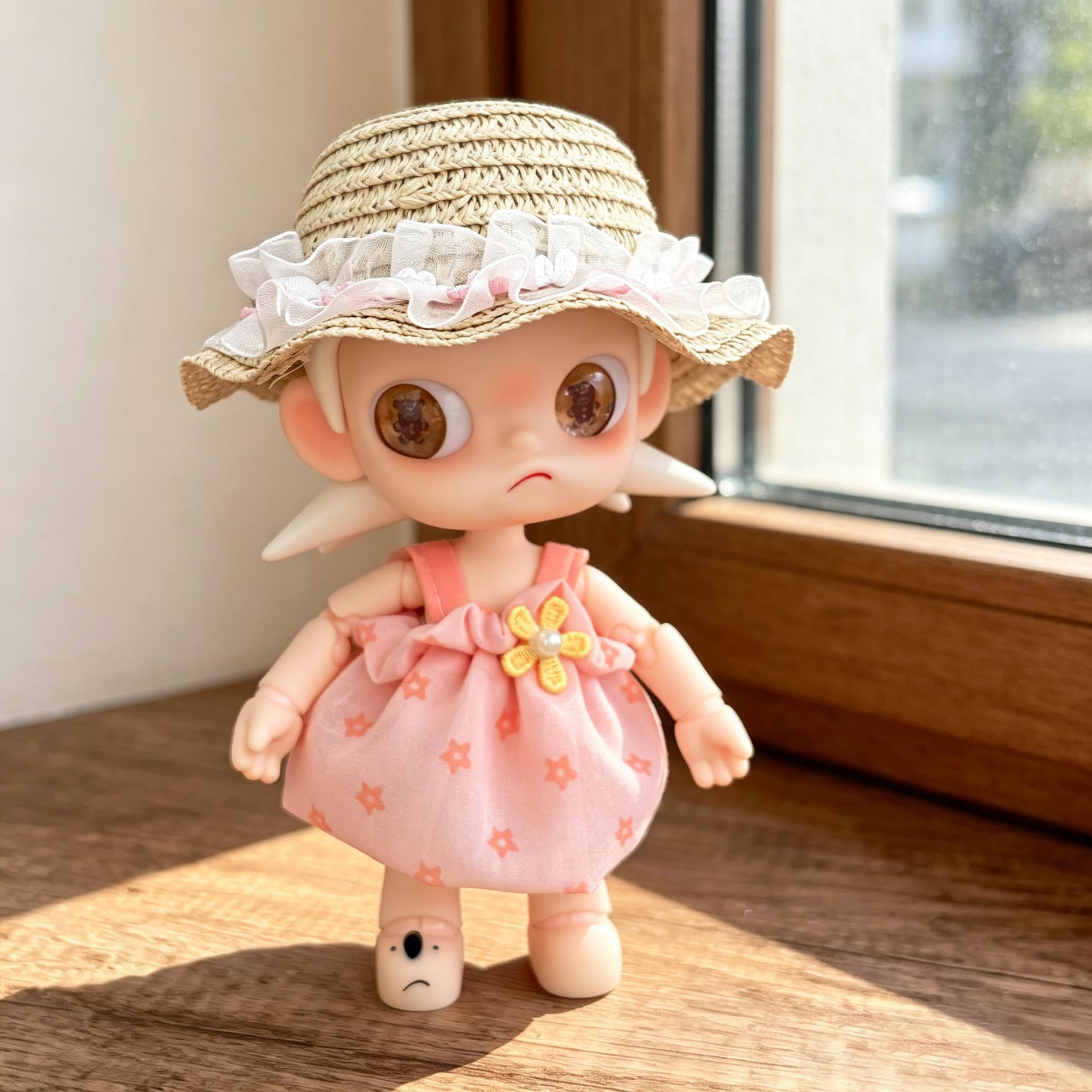 ZSIGA & 1/8スケール用 春夏 花柄スターワンピース+麦わら帽子 20cm