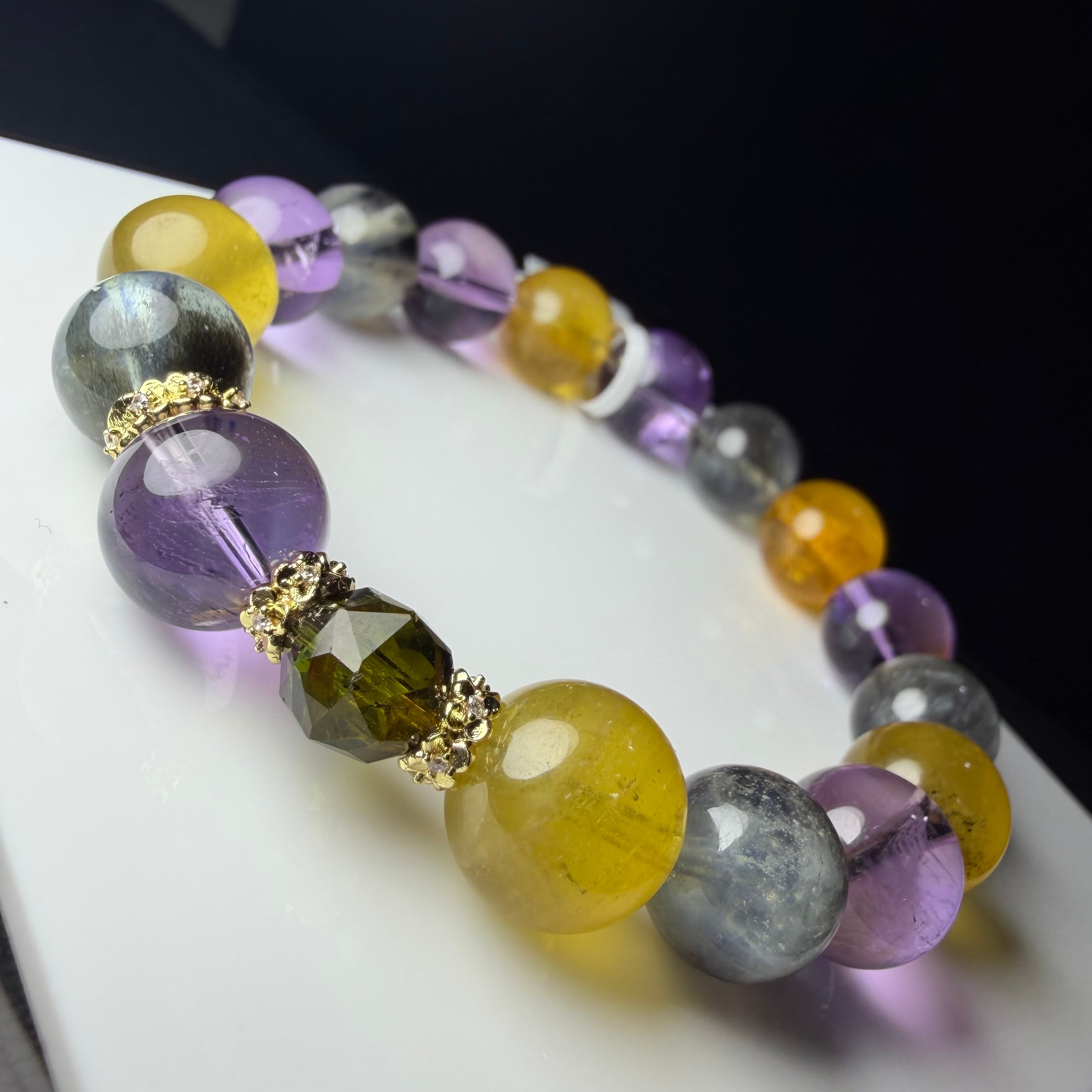 No.1 MIXデザインブレス トルマリン イエローベリル アメジスト モスアクアマリン