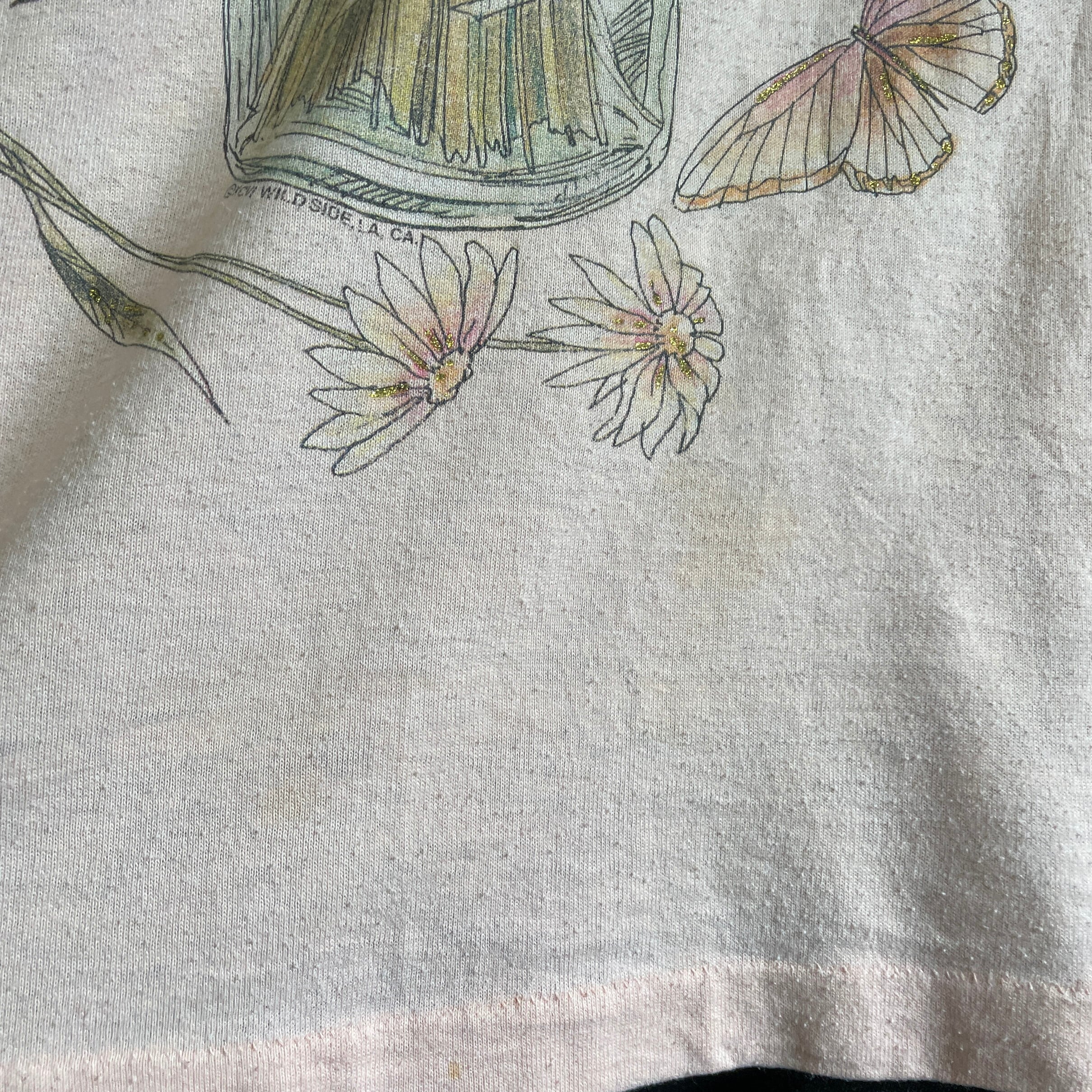 USA製 80年代 蝶々蜂 フラワー アニマル アートプリントTシャツ