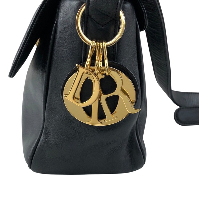 Christian Dior クリスチャン ディオール ショルダーバッグ ブラック ロゴ チャーム レザー vintage ヴィンテージ オールド ssswaj