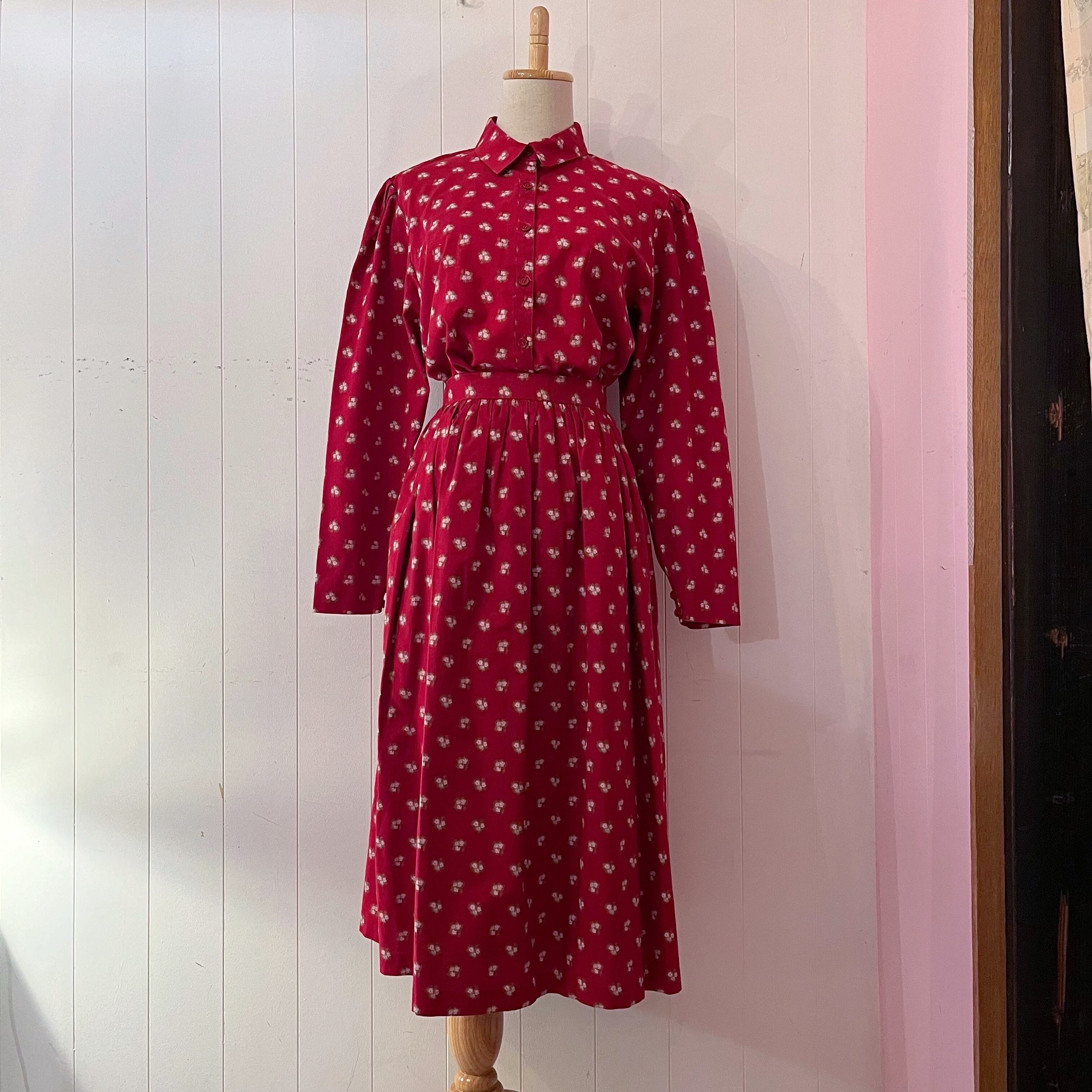 mini flower red shirt & skirt set up