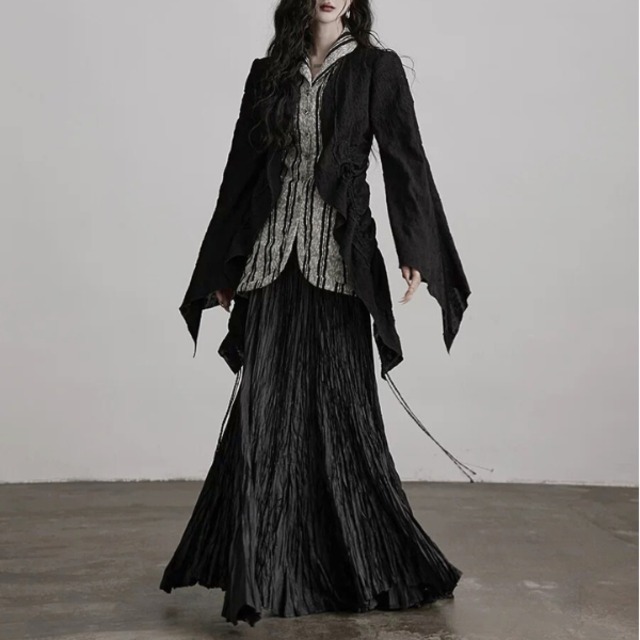 Layered stripe shirt-style jacket C1289