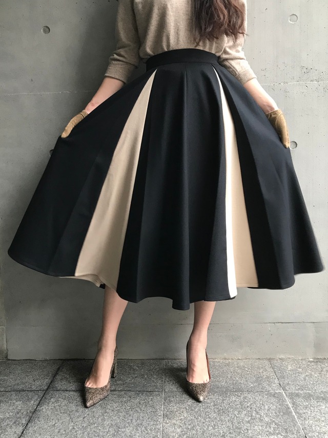 WOOLEN TWOTONE SKIRT