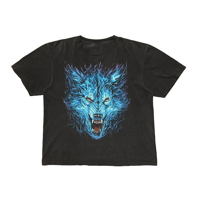 OLD & VINTAGE FLAME WOLF TEE FIT LIKE XL 0863