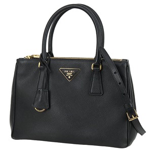 Used PRADA プラダ ガレリア ミディアム 黒 1BA863 2WAY 中古美品