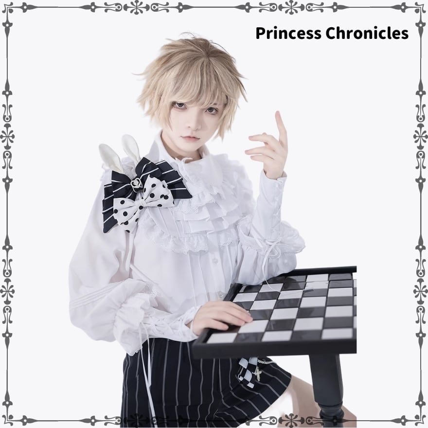 サブカル 服 地雷系 通販 予約販売 10月下旬出荷 少年装 ブランド Princess Chronicles オリジナル うさ耳ブローチ かわいい プリンセス プリンス ユニセックス ロリータ 貴族 高貴 豪華 イベント衣装 舞台衣装